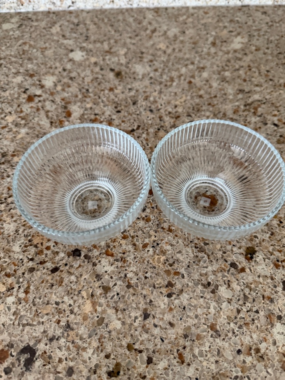 Clear Ribbed Glass Bowls - Set of 2